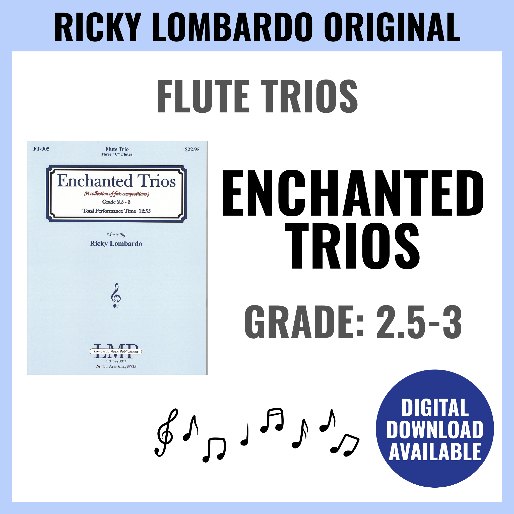 値下げ・CHANGES for 7 Flutes スコア&パート譜 FT-005 Enchanted Trios – LOMBARDO MUSIC PUBLICATIONS